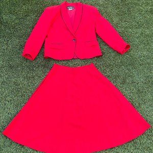 Oleg Cassini vintage red blazer with skirt / late 80s to early 90s